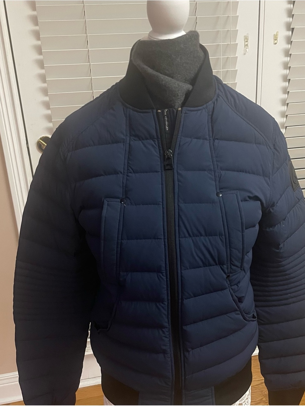 Moose Knuckles Men's Dark Navy Quilted Puffer Jacket